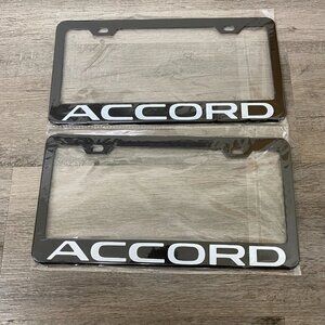 2 Pack For Accord Black Finish Stainless Steel Metal License Plate Frame